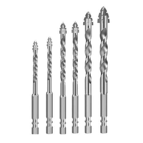 Colcolo Vierschneidiges gezacktes Exzenterbohrer-Set, Exzenter-Spiralbohrer-Set, vielseitig einsetzbar, hohe Festigkeit, für, Gusseisen, Ziegel, 6 Stück Colcolo Vierschneidiges gezacktes Exzenterbohrer-Set, Exzenter-Spiralbohrer-Set, vielseitig einsetzbar, hohe Festigkeit, für, Gusseisen, Ziegel, 6 Stück von Colcolo