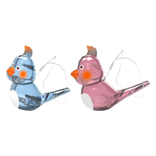 Colcolo Vogel, Cartoon-Badespielzeug mit hängendem Seil, pfeifendes Vogelruf-Spielzeug für Taschenfüller, Partyzubehör, Kindergeschenk , 2 Stück Rosa Blau von Colcolo