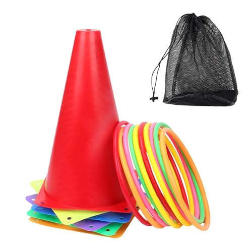 Colcolo Wurfspiel-Set mit farbigen Kegeln und Ringen, Karnevalsspiel für den Garten, für Geburtstagsparty-Zubehör für drinnen und draußen, Aktivität Colcolo Wurfspiel-Set mit farbigen Kegeln und Ringen, Karnevalsspiel für den Garten, für Geburtstagsparty-Zubehör für drinnen und draußen, Aktivität von Colcolo