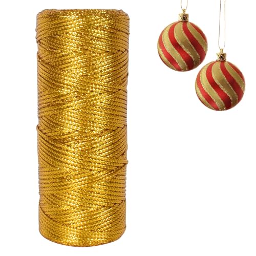 100m Gold Metallic Kordel 1 Rolle Goldschnur Zum Basteln, Goldene Schnur Kordel, 1.5mm Breit, Unelastisch, Polyester Schnur Gold, DIY Bastelschnur, Zum Basteln, Hochzeitsdekoration Oder Verpacken 100m Gold Metallic Kordel 1 Rolle Goldschnur Zum Basteln, Goldene Schnur Kordel, 1.5mm Breit, Unelastisch, Polyester Schnur Gold, DIY Bastelschnur, Zum Basteln, Hochzeitsdekoration Oder Verpacken von Colexy