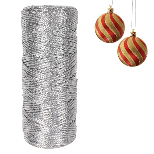 100m Metallic Kordel Silber - 1 Rolle Schnur, 1.5mm Breit, Unelastisch, Polyester - DIY Bastelschnur Zum Basteln, Hochzeitsdekoration Oder Verpacken 100m Metallic Kordel Silber - 1 Rolle Schnur, 1.5mm Breit, Unelastisch, Polyester - DIY Bastelschnur Zum Basteln, Hochzeitsdekoration Oder Verpacken von Colexy
