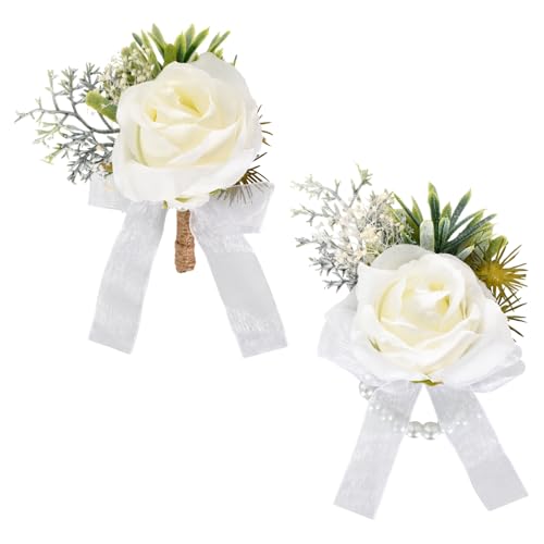 2 Stück Künstliche Corsage Hochzeit Handgelenk Blumen Set,Hochzeitsarmband mit Floralen Details und Perlen, Rosenarmband, Rosencorsage Handgelenkblume,für Hochzeiten, Abschlussbälle, Brautpartys 2 Stück Künstliche Corsage Hochzeit Handgelenk Blumen Set,Hochzeitsarmband mit Floralen Details und Perlen, Rosenarmband, Rosencorsage Handgelenkblume,für Hochzeiten, Abschlussbälle, Brautpartys von Colexy