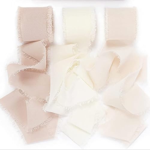 3 Rollen chiffonband, 4cm*5m Geschenkband, Handgemachtes Schleifenband Ausgefranste Kanten, Elegantes Seidenband für Blumensträuße, Hochzeitseinladungen, Bastelarbeiten, Geschenkband Hochzeit (Beige) 3 Rollen chiffonband, 4cm*5m Geschenkband, Handgemachtes Schleifenband Ausgefranste Kanten, Elegantes Seidenband für Blumensträuße, Hochzeitseinladungen, Bastelarbeiten, Geschenkband Hochzeit (Beige) von Colexy