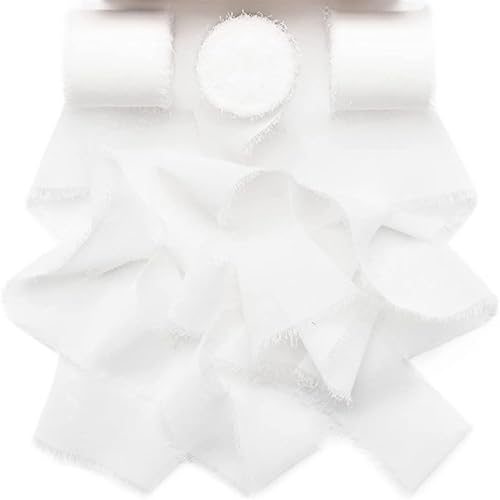 3 Rollen chiffonband, 4cm*5m Geschenkband, Handgemachtes Schleifenband Ausgefranste Kanten, Elegantes Seidenband für Blumensträuße, Hochzeitseinladungen, Bastelarbeiten, Geschenkband Hochzeit (Weiß) 3 Rollen chiffonband, 4cm*5m Geschenkband, Handgemachtes Schleifenband Ausgefranste Kanten, Elegantes Seidenband für Blumensträuße, Hochzeitseinladungen, Bastelarbeiten, Geschenkband Hochzeit (Weiß) von Colexy