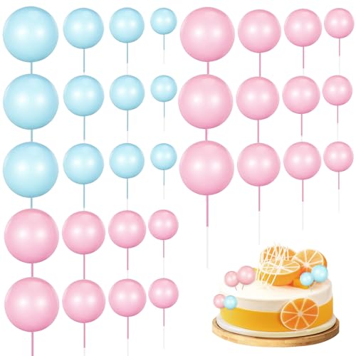 40 St Cake Topper Geburtstag, Tortendeko Geburtstag,Tortendeko Kugeln, Mini Luftballons Tortenaufsatz, DIY Kuchen Topper für Geburtstage, Hochzeiten, Babypartys,Tortendeko (4 Größen) (Rosa+Blau) von Colexy