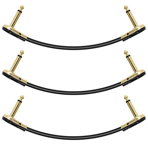 Colexy Patch Kabel 30cm Gitarren Klinkenpatchkabel Geräuschlos für Gitarreneffekte, 6,35 mm Effektpedal Kabel für Gitarre/Bass Effektpedale (3er-Pack) von Colexy