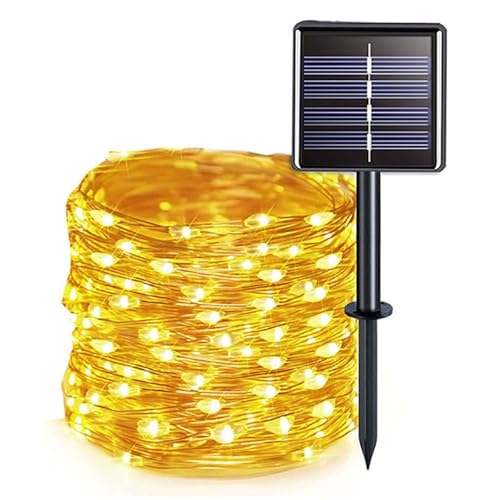 Colexy Solar Lichterkette Aussen 7M 50 LED Lichterkette 8 Modus IP65 Wasserdicht Kupferdraht Solarlichterkette Warmweiß Außen Wetterfest für Weihnachten Gartendeko Terrasse Balkon Hochzeit Party von Colexy
