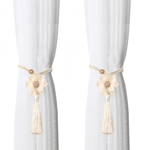 Gardinen Raffhalter Klammer 2 Stück Vorhang Kordel Beige, Vorhang Raffhalter, Gardinenhalter Raffhalter, Gardinen Raffhalter Blumen, Zur Dekoration Von Wohnzimmer, Büro, Garten Und Schlafzimmer von Colexy