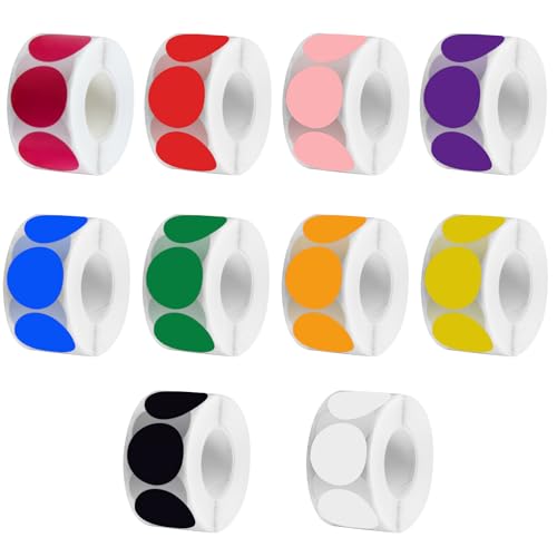 Klebepunkte Bunt 5000 Stück Farbige Punkte Aufkleber Klein, Klebepunkte Bunt Auf Rolle, Punkt Aufkleber Farbig 25mm, Aufkleber Herzen Klein, Selbstklebende Etiketten, Für Geschenke Verpacken (Rund) von Colexy