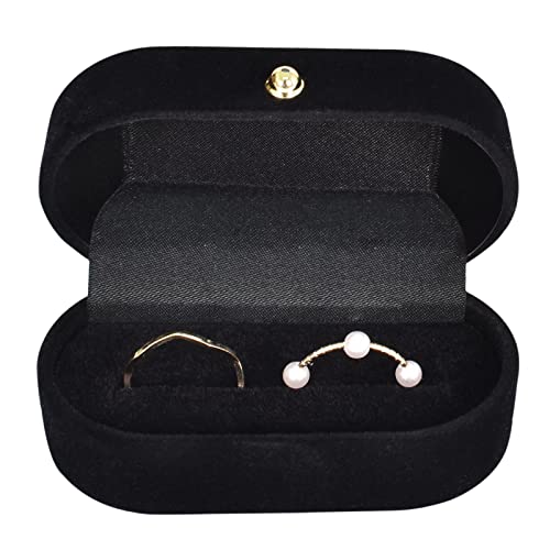 Samt Schmuck Ringbox, Schmuckkästchen Damen, Ring Schmuckschatullen, Grau Velvet Geschenkbox Ehering Box, Schmuckschachtel Mädchen, Schmuck Präsentationsbox für Heiratsantrag, Verlobung (Schwarz) von Colexy