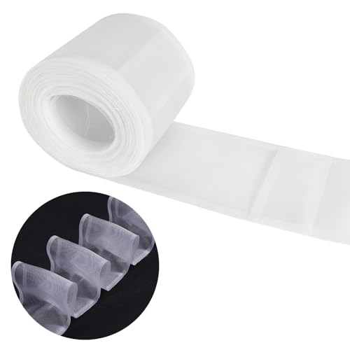 Colexy Vorhangkopfband, 10 cm Breite Gardinenband zum Aufnähen, Weißes Gardinenband Kräuselband, Vorhang Faltenband Schlaufenband Gardinenstangen Einführstreifen, Vorhangzubehör (10 Meter) von Colexy