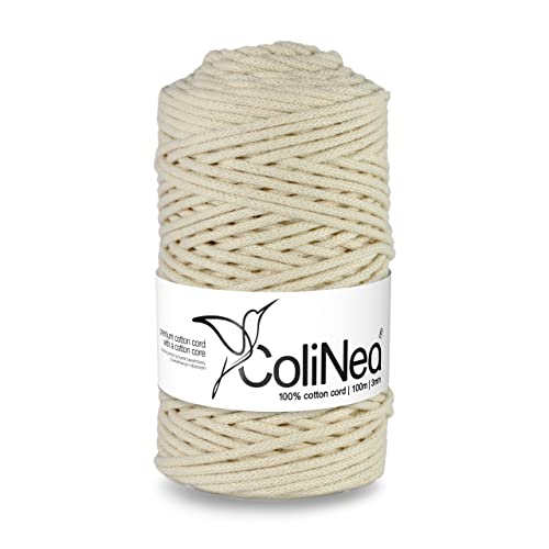 ColiNea Baumwollkordel mit Baumwollkern 3 mm 100m Baumwollgarn DIY Makramee Stricken Cotton Cord Elfenbein ideal für Makramee Handwerk Baumwollseil für Basteln ColiNea Baumwollkordel mit Baumwollkern 3 mm 100m Baumwollgarn DIY Makramee Stricken Cotton Cord Elfenbein ideal für Makramee Handwerk Baumwollseil für Basteln von ColiNea