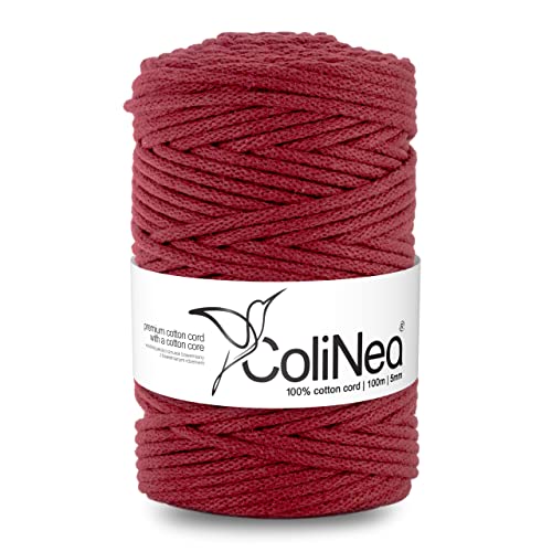 ColiNea Baumwollkordel mit Baumwollkern 5 mm 100m Baumwollgarn DIY Makramee Stricken Cotton Cord Bordeaux ideal für Makramee Handwerk Baumwollseil für Basteln ColiNea Baumwollkordel mit Baumwollkern 5 mm 100m Baumwollgarn DIY Makramee Stricken Cotton Cord Bordeaux ideal für Makramee Handwerk Baumwollseil für Basteln von ColiNea