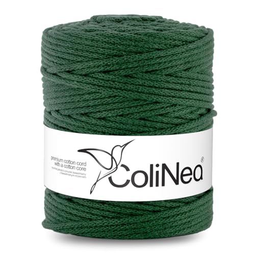 ColiNea Baumwollkordel mit Baumwollkern 5 mm 200m Baumwollgarn DIY Makramee Stricken Cotton Cord ideal für Makramee Handwerk Baumwollseil für Basteln (Flaschengrün) von ColiNea