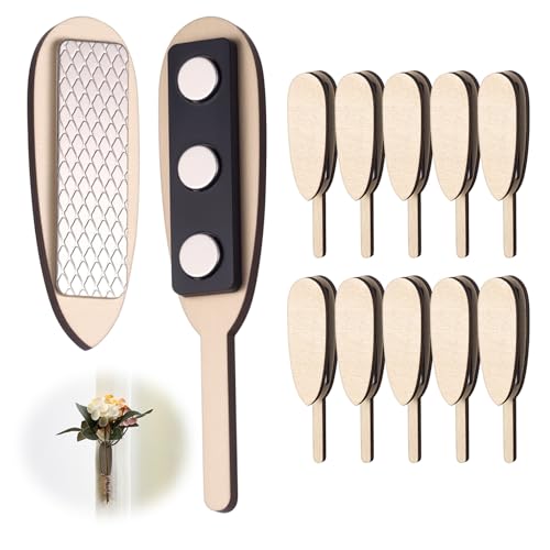 Colingmill 10 Paar hölzerne Blumen-Boutonniere-Magnete zum Anklemmen, Anstecknadeln, Korsagenhalter für Männer, Braut, Bräutigam, Hochzeit, Business, Knopfloch-Blumen, Zubehör von Colingmill