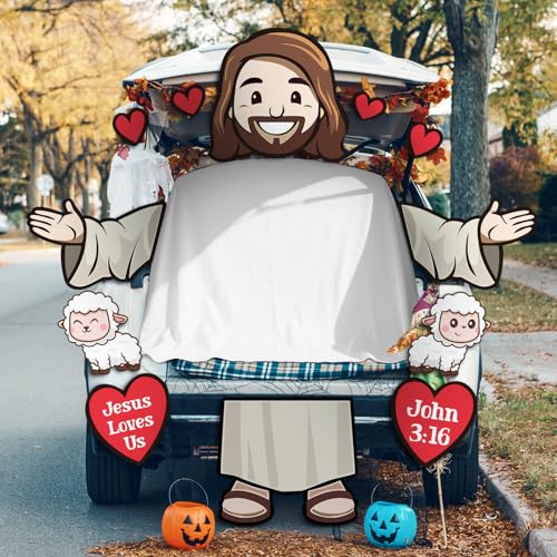 Colingmill Jesus Halloween Kofferraum oder Leckerli Auto Dekorationen Kit Religiöse Christliche Jesus Halloween SUV Kofferraum Dekoration für Torbogen Garagentor Haus Dekoration Party Supplies Colingmill Jesus Halloween Kofferraum oder Leckerli Auto Dekorationen Kit Religiöse Christliche Jesus Halloween SUV Kofferraum Dekoration für Torbogen Garagentor Haus Dekoration Party Supplies von Colingmill