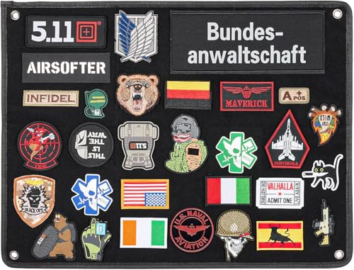 Patches Klett Wand Klettfläche Klettmatte Wand Taktisch Militär Klett Patch Board Organizer Display Tafel Mit Ösen - Schwarz (60 x 45cm) von Colisal