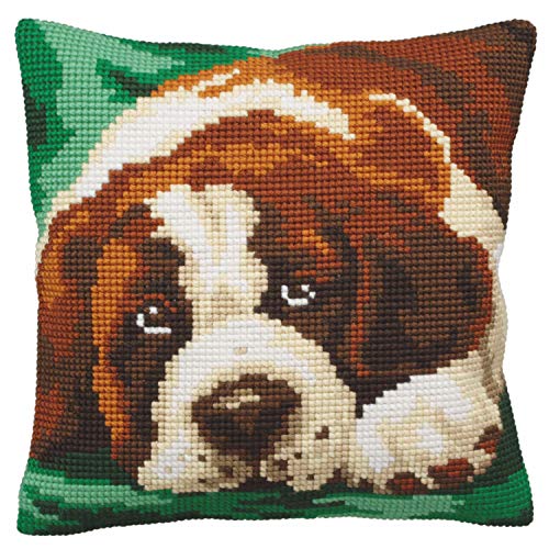Collection d'Art Bernie - Hund Kreuzstichkissen, Baumwolle, Mehrfarbig, 40x40cm Collection d'Art Bernie - Hund Kreuzstichkissen, Baumwolle, Mehrfarbig, 40x40cm von Collection D'Art