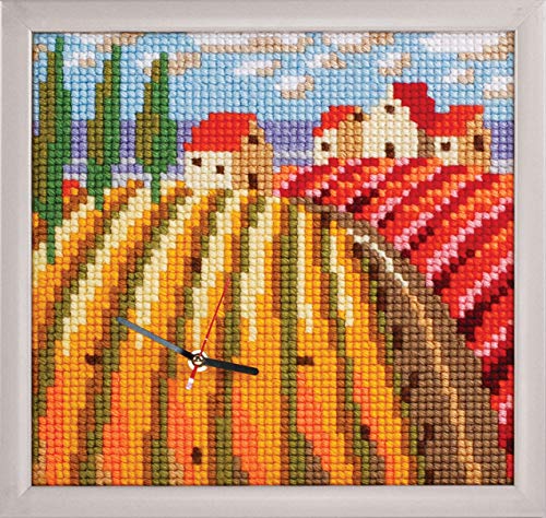 Collection D'Art CD002 Poppy Fields Kreuzstichset, Uhrmacherkunst, Leinen, 30 x 30cm von Collection D'Art