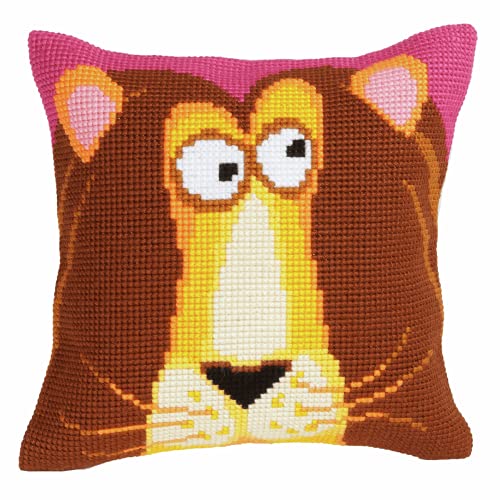 Collection D'Art CD5180 Kreuzstichkissen-Kit, King Leon, 40 x 40cm von Collection D'Art