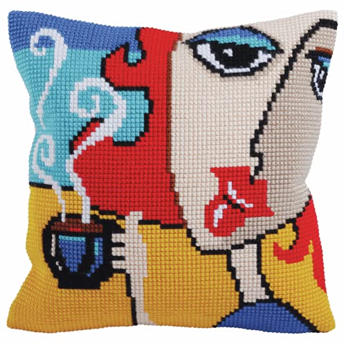Collection d'Art Duftender Kaffee Kreuzstichkissen, Baumwolle, Mehrfarbig, 40x40cm Collection d'Art Duftender Kaffee Kreuzstichkissen, Baumwolle, Mehrfarbig, 40x40cm von Collection D'Art