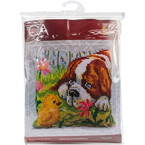 Collection d'Art Hund und Küken Kreuzstichkissen, Baumwolle, Mehrfarbig, 40x40cm Collection d'Art Hund und Küken Kreuzstichkissen, Baumwolle, Mehrfarbig, 40x40cm von Collection D'Art