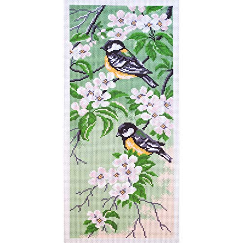 Collection D'Art Mésanges Bedrucktes Aida für Kreuzstickerei, Baumwolle, Mehrfarbig, 16x38cm von Collection D'Art