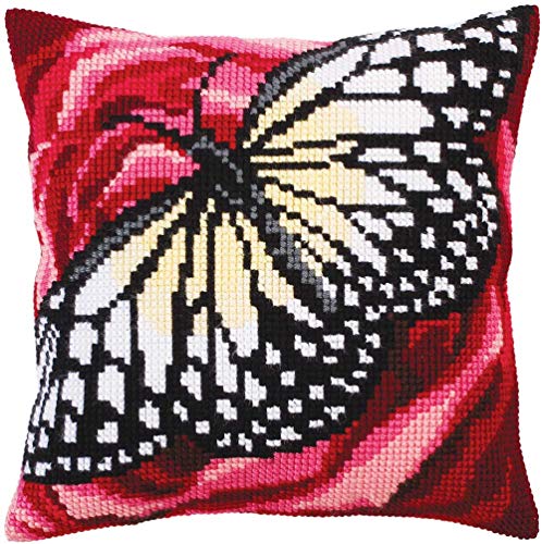 Collection d'Art Schmetterlingsgrafiken Kreuzstichkissen, Baumwolle, Mehrfarbig, 40x40cm von Collection D'Art