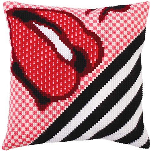 Collection d'Art 5277 Roter Lippenstift Kreuzstichkissen, Baumwolle, Mehrfarbig, 40x40cm Collection d'Art 5277 Roter Lippenstift Kreuzstichkissen, Baumwolle, Mehrfarbig, 40x40cm von Collection D'Art