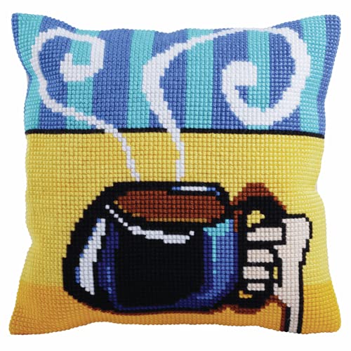 Collection d'Art 5280 Tasse Kaffee Kreuzstichkissen, Baumwolle, Mehrfarbig, 40x40cm Collection d'Art 5280 Tasse Kaffee Kreuzstichkissen, Baumwolle, Mehrfarbig, 40x40cm von Collection D'Art