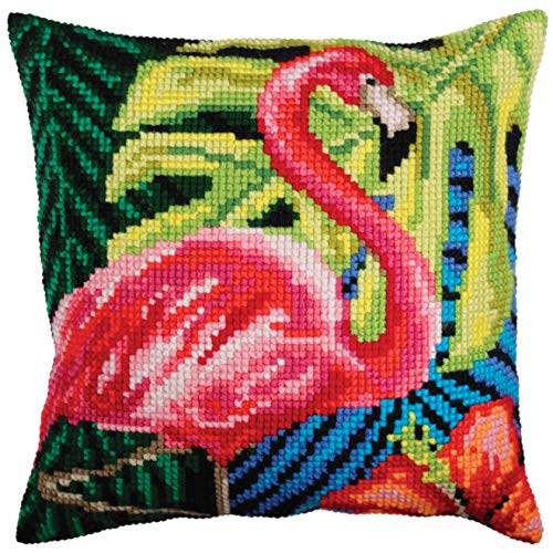 Collection d'Art 5361 Rosa Flamingo Kreuzstichkissen, Baumwolle, Mehrfarbig, 40x40cm Collection d'Art 5361 Rosa Flamingo Kreuzstichkissen, Baumwolle, Mehrfarbig, 40x40cm von Collection D'Art