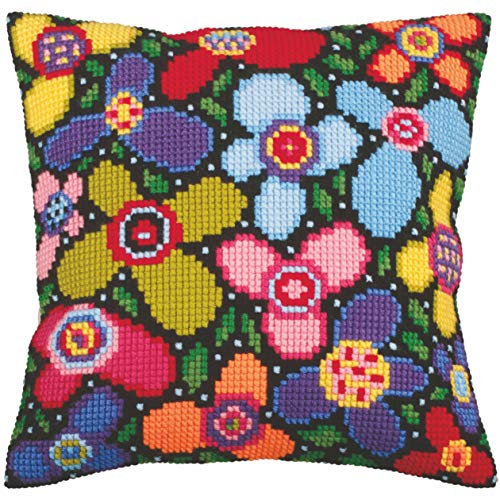 Collection d'Art Blumenlichtung Kreuzstichkissen, Baumwolle, Mehrfarbig, 40x40cm Collection d'Art Blumenlichtung Kreuzstichkissen, Baumwolle, Mehrfarbig, 40x40cm von Collection D'Art