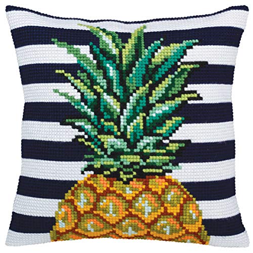 Collection d'Art CdA Kreuzstichkissen Ananas 5359, 40x40cm, Stickbild vorgezeichnet von Collection D'Art