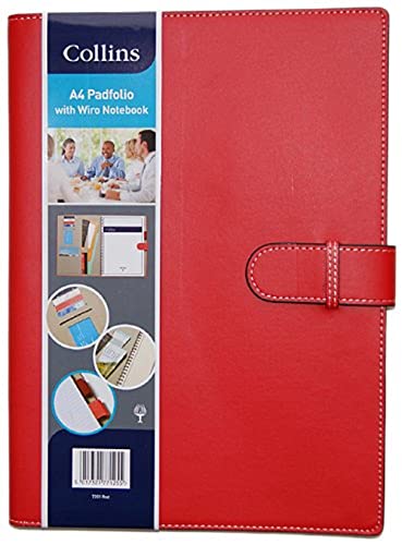 Collins 7201-RED Aktenmappe mit Verschlussriemen und Wiro Notizblock, rot von Collins