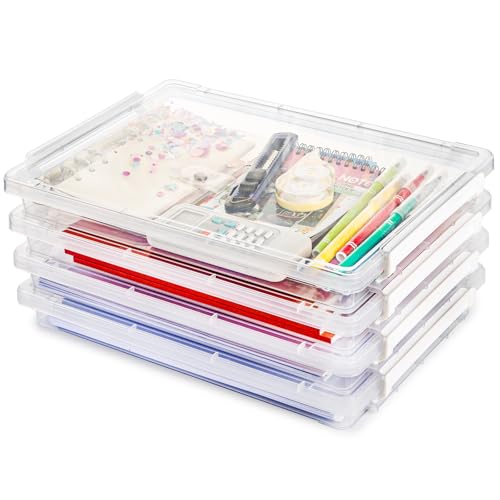 Coloch 4 Stück A4-Kunststoff-Aufbewahrungsbox mit Schnallen, 25 x 36 x 2 cm, transparente Schreibtisch-Papier-Organisationsbox, stapelbarer Projektkoffer, Aktenbehälter für Foto, Rechnung, Zuhause Coloch 4 Stück A4-Kunststoff-Aufbewahrungsbox mit Schnallen, 25 x 36 x 2 cm, transparente Schreibtisch-Papier-Organisationsbox, stapelbarer Projektkoffer, Aktenbehälter für Foto, Rechnung, Zuhause von Coloch