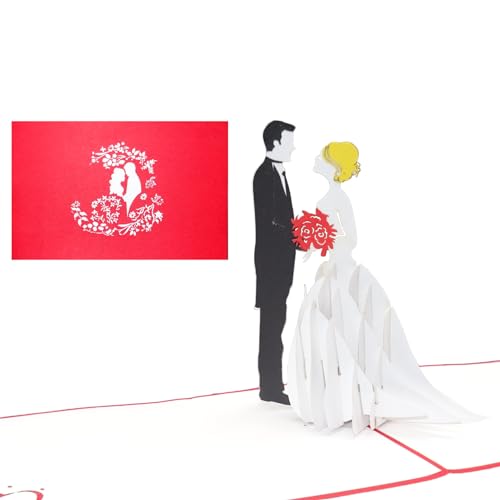 Pop Up Hochzeitskarte Brautpaar - 3D Hochzeitskarten & Einladungskarten zur Hochzeit – edle Geschenkidee als Hochzeitseinladung, Geschenkverpackung, Einladung, Geschenk, Gastgeschenk von Cologne Cards