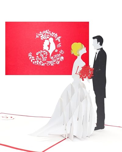 Pop Up Hochzeitskarte Brautpaar - 3D Hochzeitskarten & Einladungskarten zur Hochzeit – edle Geschenkidee als Hochzeitseinladung, Geschenkverpackung, Einladung, Geschenk, Gastgeschenk von Cologne Cards