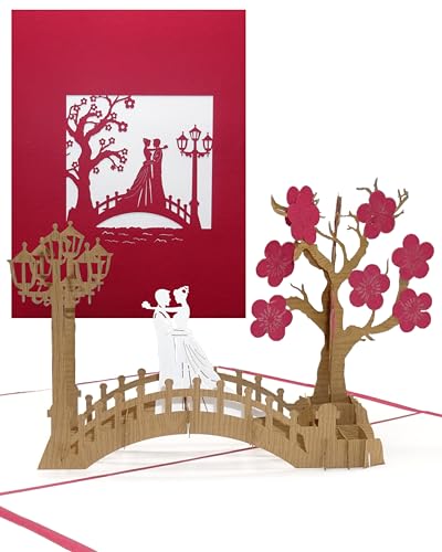 3D Hochzeitskarte Bridge of Love Pop Up Karte als Einladung & Einladungskarte zu Hochzeit & Verlobung, Geschenk & Gastgeschenk von Cologne Cards