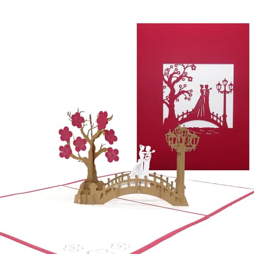 3D Hochzeitskarte Bridge of Love Pop Up Karte als Einladung & Einladungskarte zu Hochzeit & Verlobung, Geschenk & Gastgeschenk von Cologne Cards