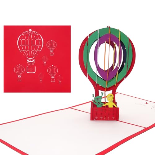 Pop Up Karte „Ballonfahrt - Heißluftballon“ 3D Geburtstagskarten, Einladung als Geschenk verpackt, Deko & Gutschein, Geschenkgutschein von Cologne Cards