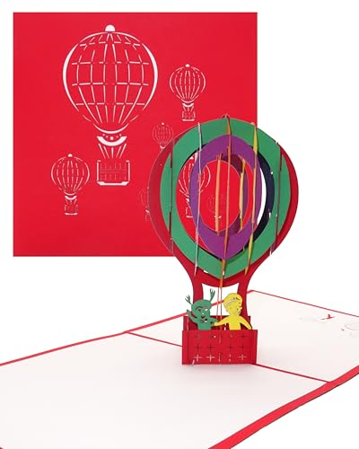 Pop Up Karte „Ballonfahrt - Heißluftballon“ 3D Geburtstagskarten, Einladung als Geschenk verpackt, Deko & Gutschein, Geschenkgutschein von Cologne Cards