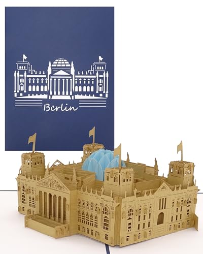 Pop Up Karte Berlin – Reichstag – 3D Klappkarte mit Modell Berliner Reichstag als Postkarte, Souvenir, Geburtstagskarte, Geschenkidee, Reisegutschein und Dekoration Berlin von Cologne Cards