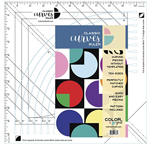 Color Girl Quilts Klassisch Kurven-Lineal, Kunststoff, Metall, Mehrfarbig, 28 cm von Color Girl Quilts