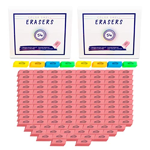 Color Swell Großpackung Radiergummis - 108 Packungen mit neonfarbenen und rosa Radiergummis - Perfekt für Büros, Klassenzimmer, Kinder, Erwachsene, Studenten, Familien und Spenden von Color Swell