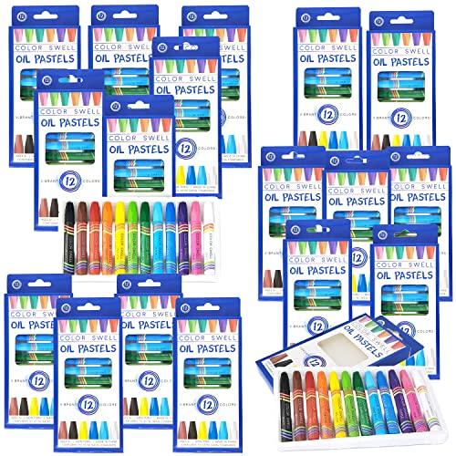 Color Swell Ölpastellkreiden – 18 Packungen mit 12 Ölkreiden pro Packung (insgesamt 216 Ölpastellkreiden) mit runden Spitzen – Ölkreiden von Color Swell