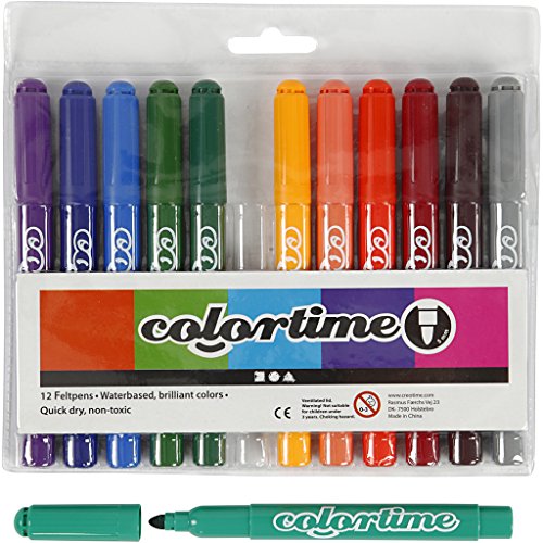 Colortime Marker, Strichstärke: 5 mm, 12, Sortiment von Farben 37348 Colortime Marker, Strichstärke: 5 mm, 12, Sortiment von Farben 37348 von Color time