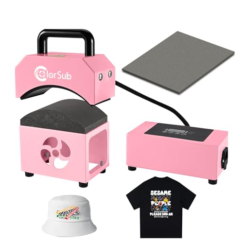 ColorSub Mini Hitzepresse für Kappen Rosa, Mütze Heißpresse Transferpresse Maschine mit Temperatur & Zeituhr Heat Presse Sublimationspresse Kurvige Druckmaschine für Baseballcaps mit Silikonmatte von ColorSub