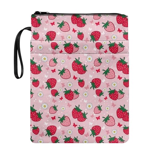 Coloranimal Buchhülle für Taschenbücher, Hardcover-Aufbewahrung, Tragetasche, modisch, leicht, für den Schulanfang, Rosa mit Erdbeer-Motiv Coloranimal Buchhülle für Taschenbücher, Hardcover-Aufbewahrung, Tragetasche, modisch, leicht, für den Schulanfang, Rosa mit Erdbeer-Motiv von Coloranimal