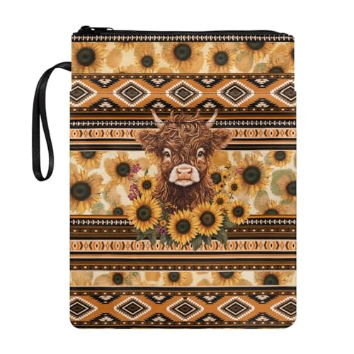 Coloranimal Buchhülle im Vintage-Stil mit Sonnenblumen-Motiv, mit Reißverschluss, Buchtasche, Schutztasche für Taschenbuch, Hardcover, passend für die meisten Taschenbücher, Schulanfang Coloranimal Buchhülle im Vintage-Stil mit Sonnenblumen-Motiv, mit Reißverschluss, Buchtasche, Schutztasche für Taschenbuch, Hardcover, passend für die meisten Taschenbücher, Schulanfang von Coloranimal
