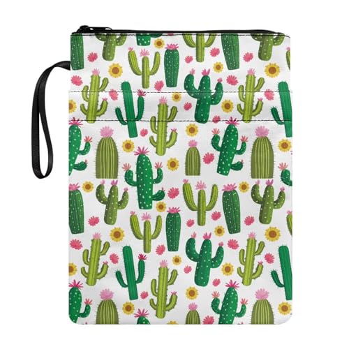 Coloranimal Buchhülle mit Kaktus-Sonnenblumen-Druck, mit Reißverschluss, Aufbewahrungstasche für Taschenbücher und Hardcover, modisch, leicht, Tragetasche Coloranimal Buchhülle mit Kaktus-Sonnenblumen-Druck, mit Reißverschluss, Aufbewahrungstasche für Taschenbücher und Hardcover, modisch, leicht, Tragetasche von Coloranimal
